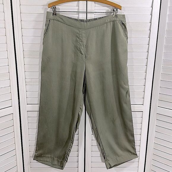 Chico’s Pants Size 2 (12) Green Crop Lightweight Flowy Lyocell - Picture 2 of 12